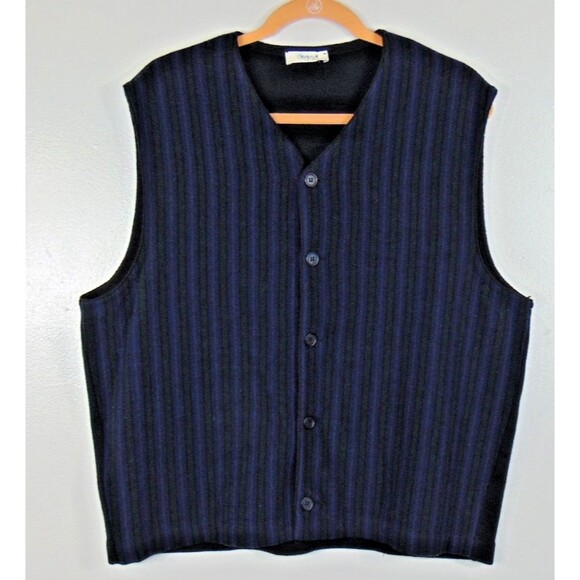symposium Other - VTG Symposium Sweater Vest Mens XL Wool Blend Cardigan Knit Grandpa Blue Black